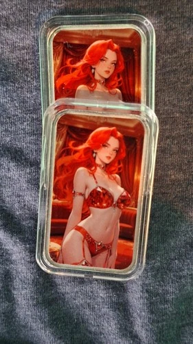 Bullion Baddies 1 oz silver bars "Ruby Rudy" Naughty and Nice 2 Bars W/COA