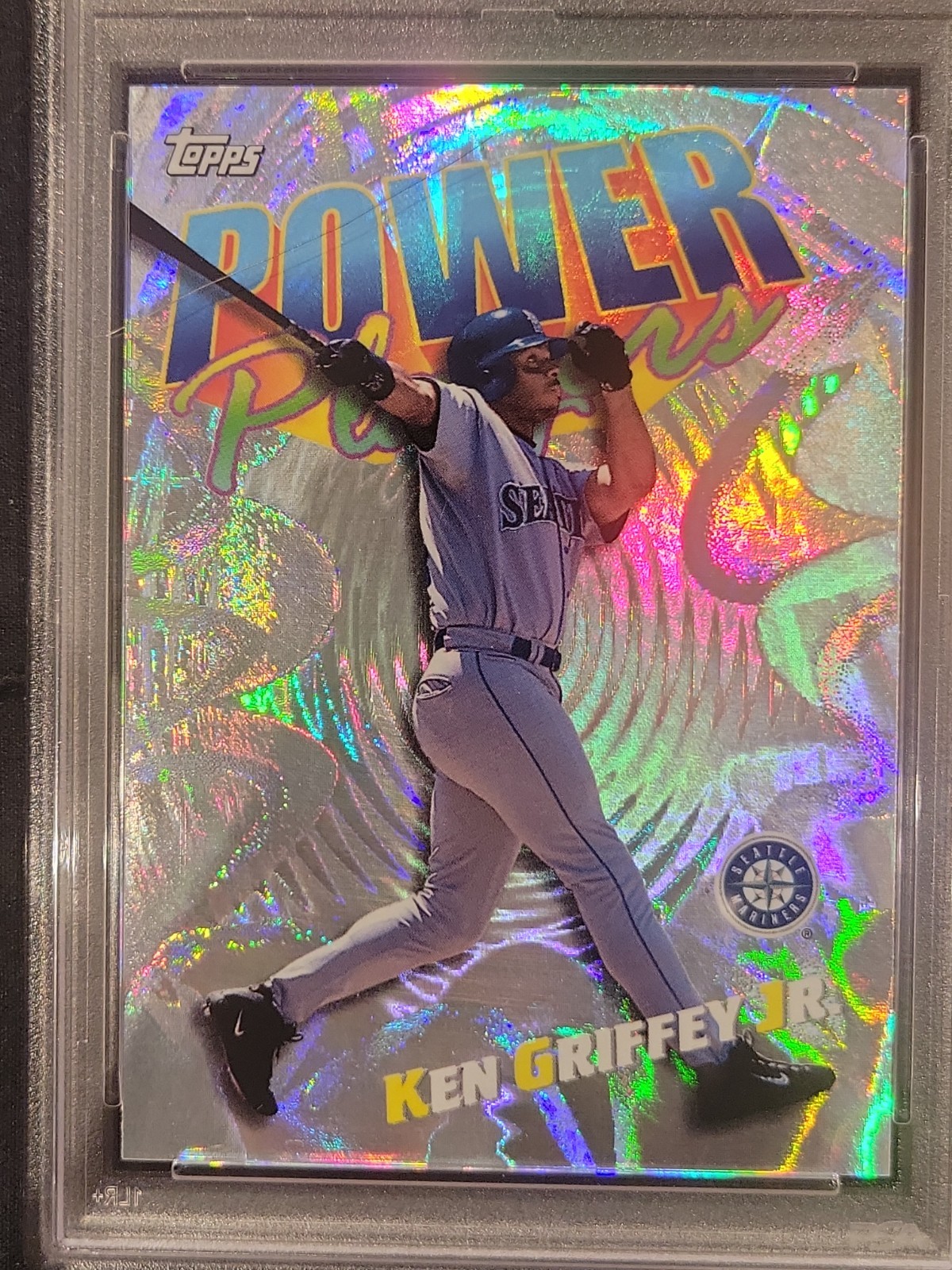 2000 Topps Ken Griffey Jr Power Players PSA 7 #P2 Pop 18, ⬆️319 Silver Foil view 3