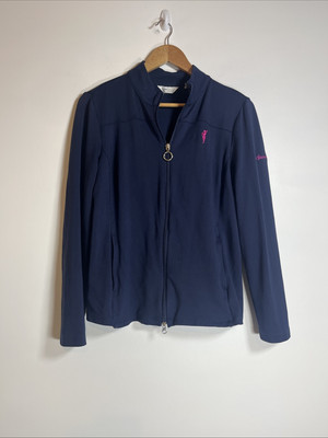 Greg Norman Jacket Women's Medium Navy Zip Up Bagpipe Embroidery