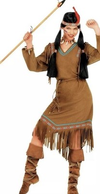 Widmann Damen Kostüm Cheyenne Indianerin Kleid Gürtel Kopfband Größe L