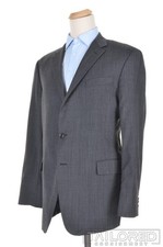 HICKEY FREEMAN Solid Gray 100 Wool Mens Blazer Sport Coat Jacket - 46 L