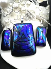 Handmade Dichroic Glass Pendant - Pendant & Earring Set!