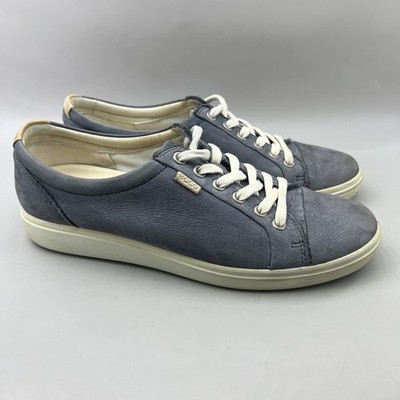 Ecco Soft 7 Lace Up Sneakers Women Size 9 Blue Nubuck Casual Comfort Low Shoes