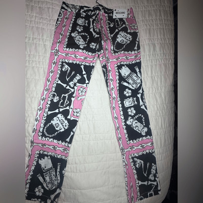 NWTs Moschino Bones Pink Black Pants Kids Size 8