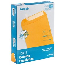 Aimoh 10x13 Self-Seal Brown Kraft Catalog Envelopes 28lb - 100 Count, Ultra