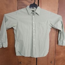 J Crew Mens Light Green Pinstripe Dress Shirt Size Large 16 16 1/2 Cotton