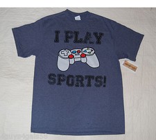 MENS Tee Shirt I PLAY SPORTS Video Game Controller BLUE Delta XL 46-48
