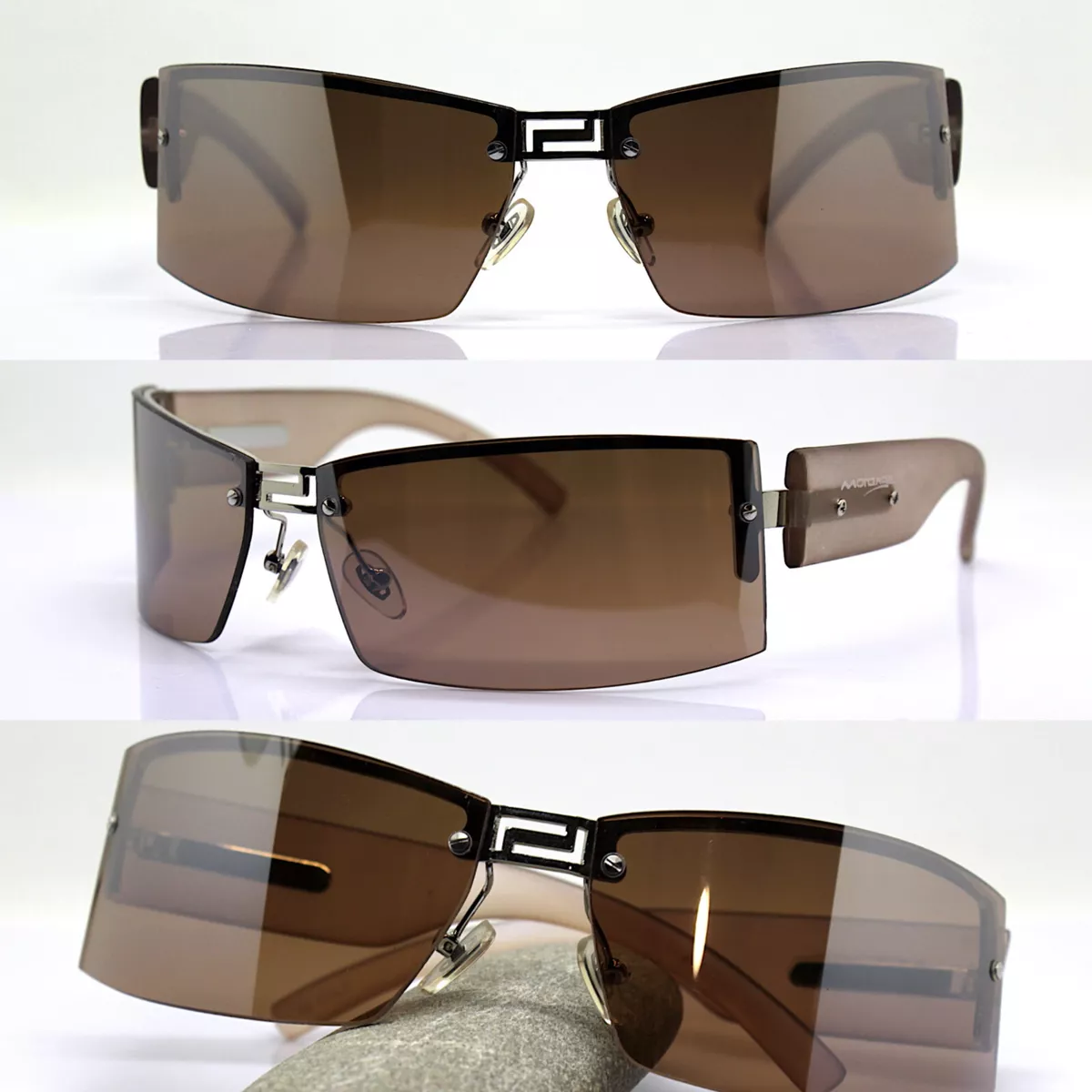 Sunglasses Italy Man Woman Mask Rectangle Wrap Brown Ages 90 eBay