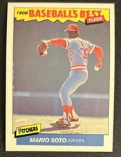 1986 Fleer Baseball’s Best Mario Soto Card #36 Reds Pitcher Mid-Grade VG O/C