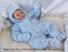 BABYDOLL HANDKNIT DESIGNS KNITTING PATTERN F28 ONSIE SET 17-24" DOLL/0-3M