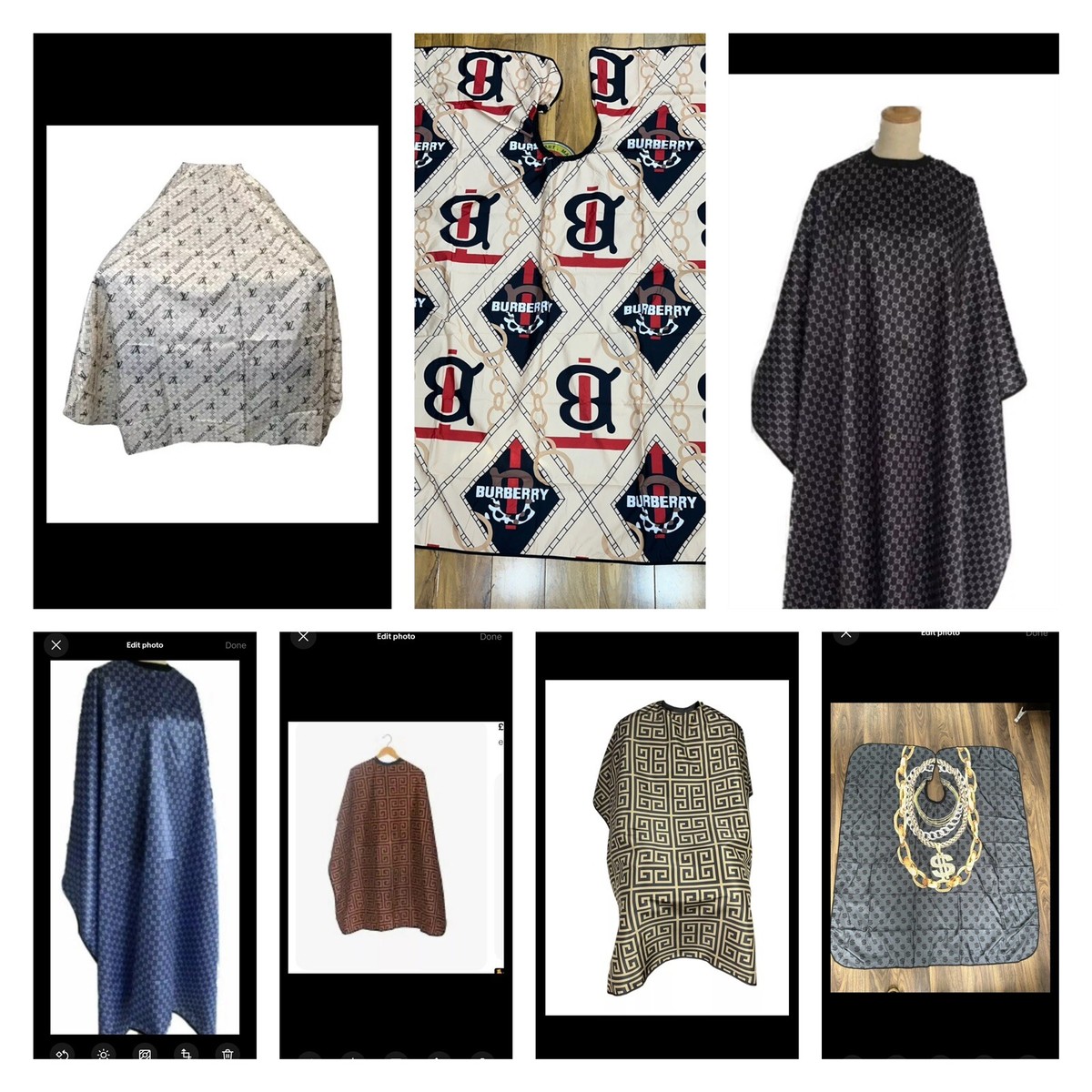 BARBER GOWN BLACK BLUE EXTRA LARGE BARBER CUT/CUTTING HAIRDRESSING CAPE