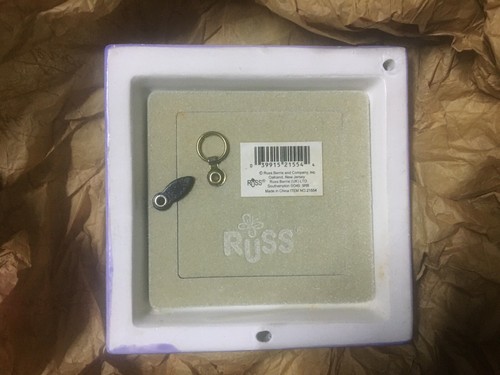 Vintage RUSS April's Child Ceramic Picture Frame 4.25x4 .25inches NOS - Picture 2 of 2
