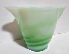 AKRO AGATE PITCHER CREAMER GREEN WHITE SWIRL ANTIQUE TEA CHILD'S CHILDREN MARBLE