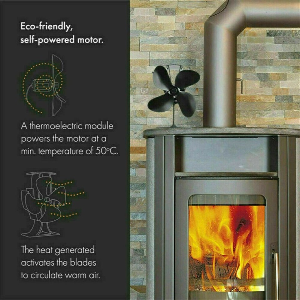 Airflow Log Burning Heat Distribution Heat Power Stove Top Fan For Wood
