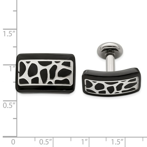 Edward Mirell Black Ti & Sterling Silver Polished Cobblestone Cufflinks - Picture 3 of 3