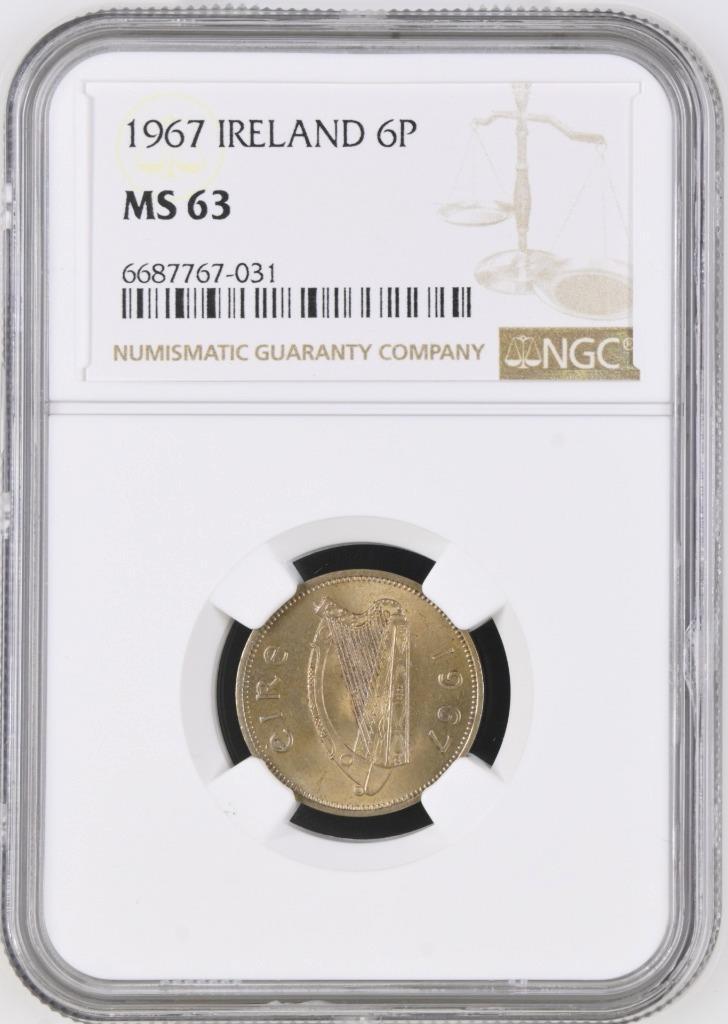 Ireland 6 Pence 1967 NGC MS 63