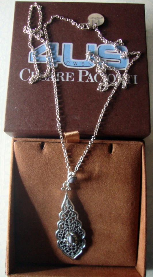 Collana donna 4US Cesare Paciotti, con pendente-goccia, acciaio anallergico,80cm - Immagine 2 di 3