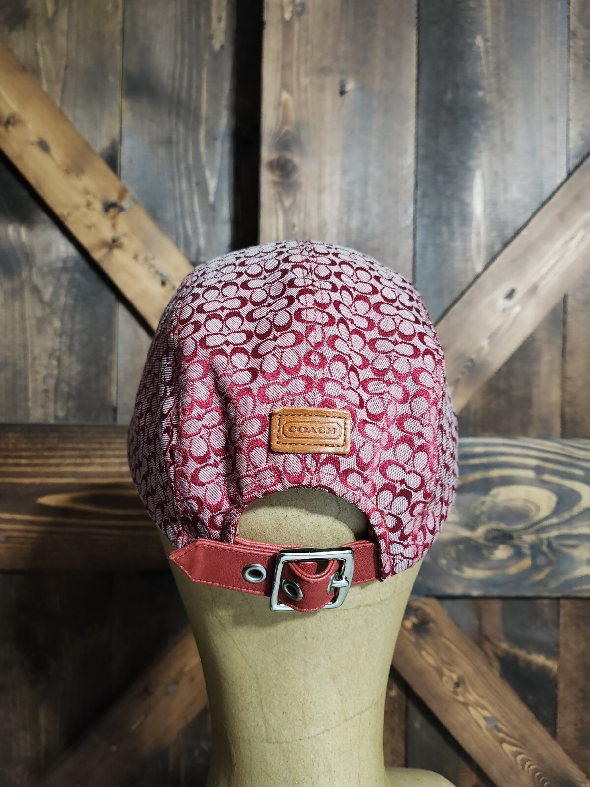 BRAND NEW & RARE! Coach Signature Monogram Jacquard Red Iridescent Cap AUTHENTIC image 4
