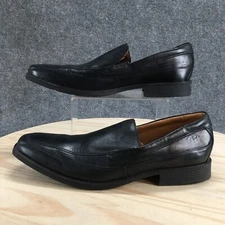Clarks Shoes Mens 12 M Tilden Free Loafers Black Leather Square Toe Casual Low
