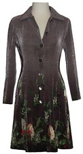 Jerry T Jacket Nwt Sz Small Silver Grey Floral Button Front Abstract Design