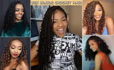 8 Packs Bohemian Goddess Box Braids with Curly Ends - Easy DIY Crochet Hair