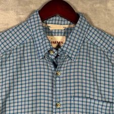 Simms Shirt Mens M Blue Plaid Performance Fishing Long Sleeve Button Up