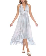 MSRP 58 Raviya Halter Maxi Cover-Up Platinum Tie Dye Gray Size XL