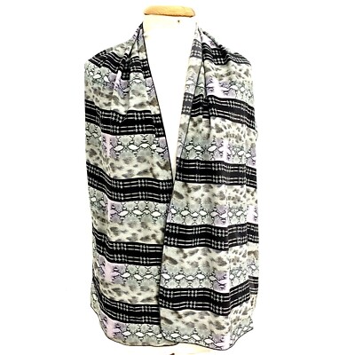 ROBERTO CAVALLI STRIPES CROCCO GRAY  RECTANGLE silk scarf  62/15 in #A61