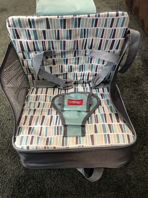 Nuby - Fabric Collapsible Booster Seat With Straps, Stripes, Unisex