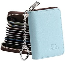 Credit Card Wallet, Zipper Card Cases Holder for Men Women, RFID Light Blue