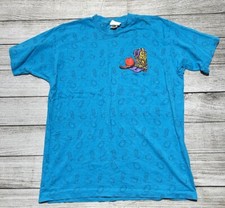 Vintage Rodeo Shirt L/XL 90s Cowboy Hat Western Boots All Over Tee Blue
