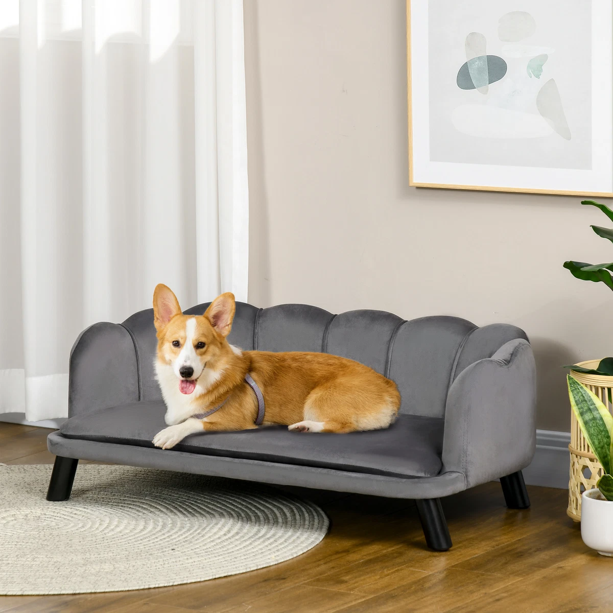 Velvet Large Dog Couch With Foam