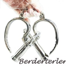 Stainless Steel Heavy Handcuff Ankle Cuffs Slave Collar Chain Shackle Bondage