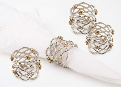 Classic Touch Decor Set of 4 Napkin Rings, 2" | eBay
