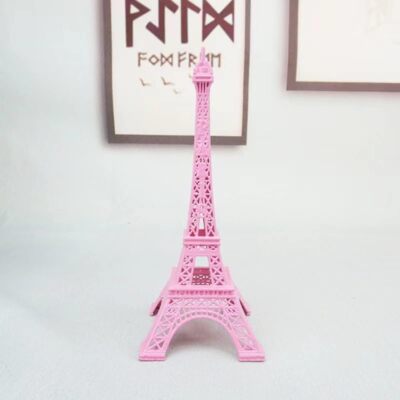 Eiffel Tower Statue Decor 7 Inch Alloy Metal Collectible Figurine Pink 