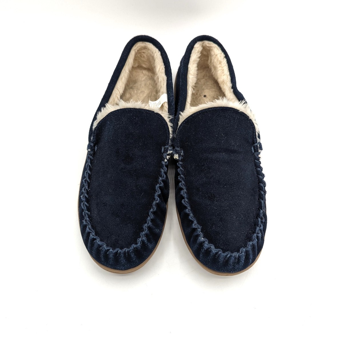 J. Crew Mens 10 Moccasins Slippers Navy Blue Suede Faux  display picture 2