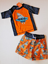 Gymboree Surfing Shark Rash Guard Top  Swimsuit Set Infant Boy 12-18 Months