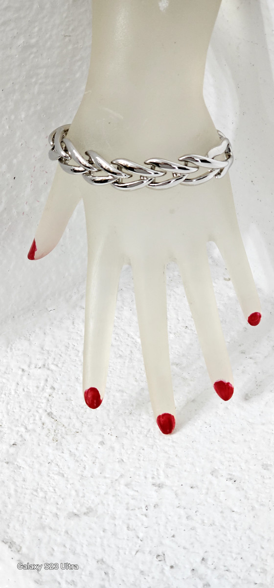 NAPIER bracelet shiny silver plate great condition 7" Gorgeous Statement pc. View 2
