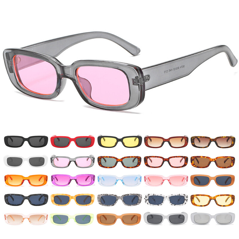 Rectangle Sunglasses 90's Vintage Fashion Square Frame Glasses