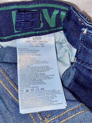 Levi's 511 Jeans Boys Youth Size 8 Reg (24Wx25L) Dark Straight Stretch Denim - Picture 6 of 7