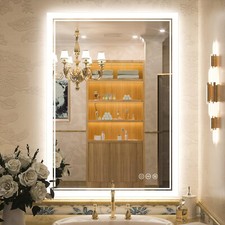 Bathroom Mirror LED 36x28in Antifog Wall Touch Vanity Illuminated Mirror Dimming