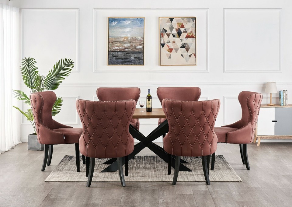 Luxury Dining Table Set Velvet Chairs Dining Table Set 4 and 6 Seater ...