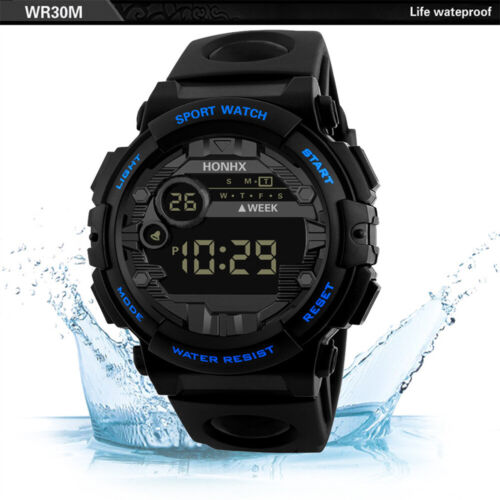 Mens Watches Black Military Style Army Walking Sport Digital Watch Waterproof UK - Picture 8 of 13