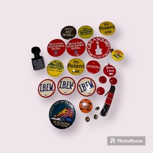 Large Lot Of Vintage Collectible Pin Buttons Time Stamp And Shoelace