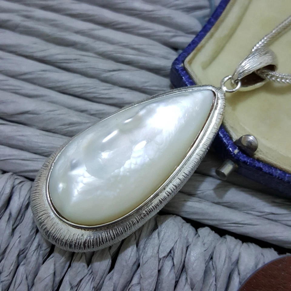 Collar Qvc Plata de Ley 925, Colgante Madreperla Genuino, Cadena 24" Foto 2 de 4