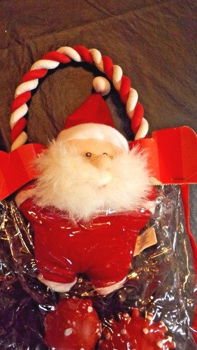 BOLSA DE PLÁSTICO NAVIDAD PERRO CON CUATRO JUGUETES DE PELUCHE Y GOMA CANINOS NUEVA CON ETIQUETAS - Imagen 3 de 6