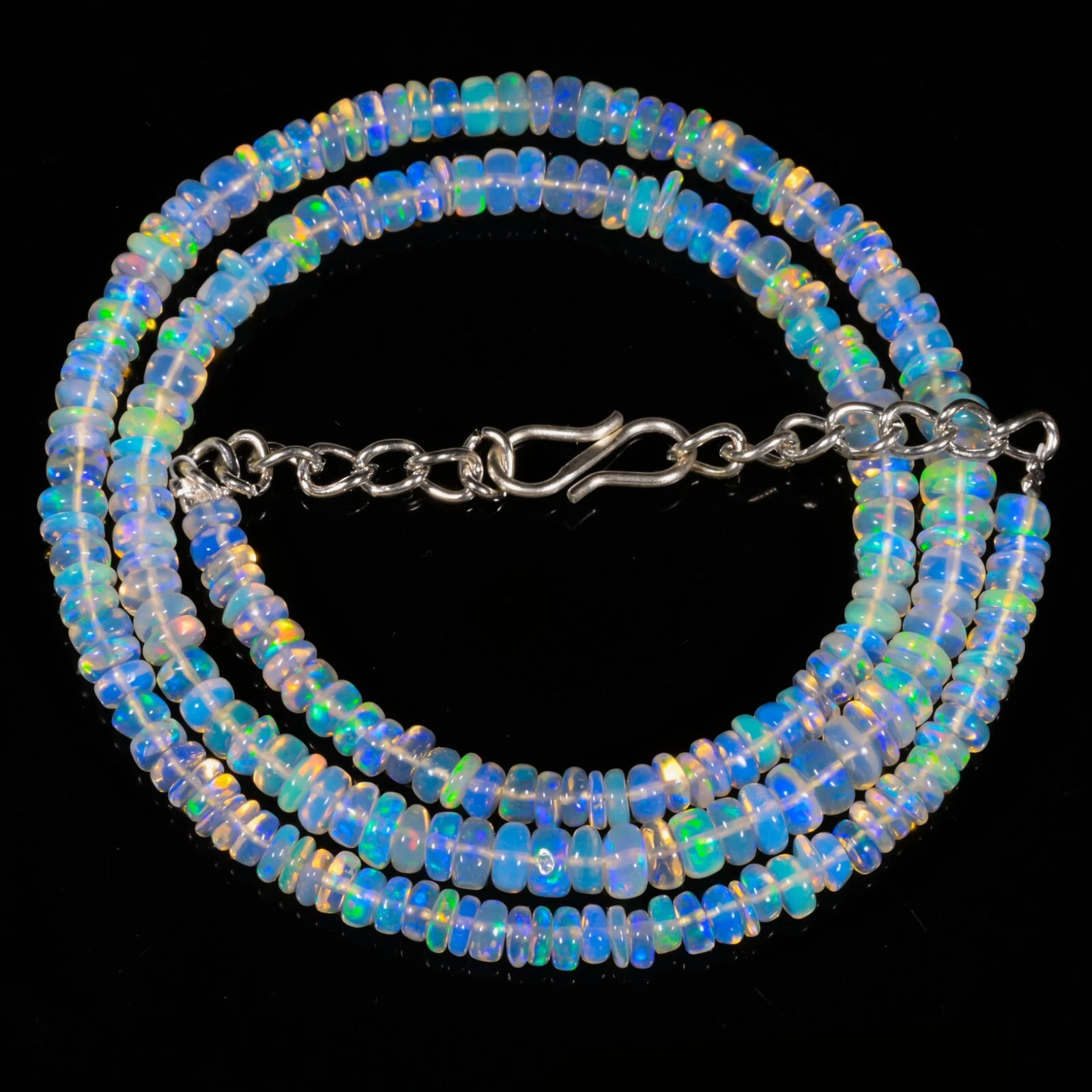 Collier de perles opale de feu Welo éthiopienne suprême, perles opale éthiopienne lisse 16
