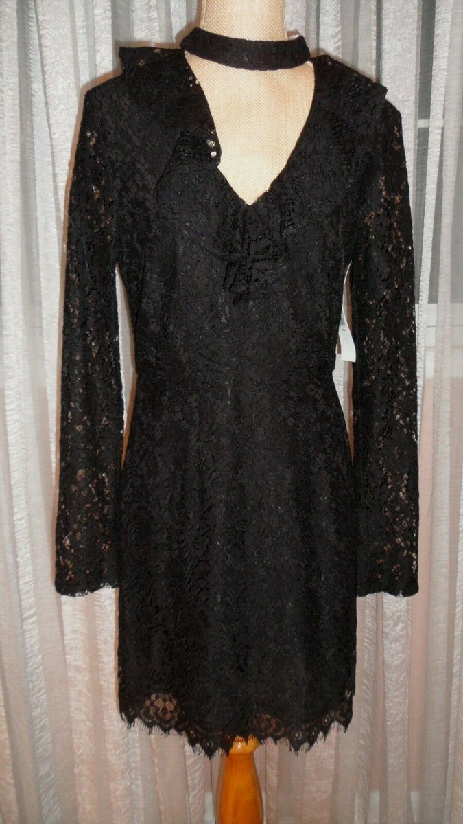 WAYF ELEGANT BLACK LACE DRESS ON BLACK LINING, UNIQUE STYLE, PERFECT FIT,  SIZE M