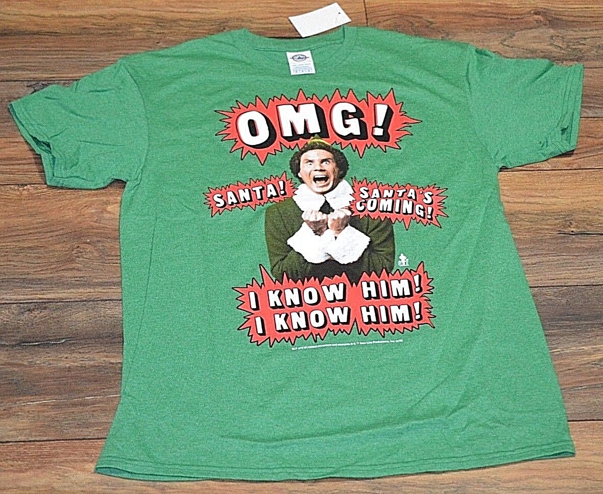 ELF Holiday Christmas T-Shirt OMG SANTA IS COMING! Buddy the Elf Tee