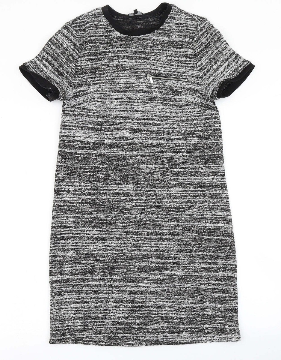 New Look Womens Grey Polyester Blend T-Shirt Dress Size 8